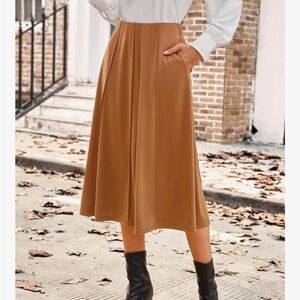 Kate Kasin Medium Tan Midi Skirt